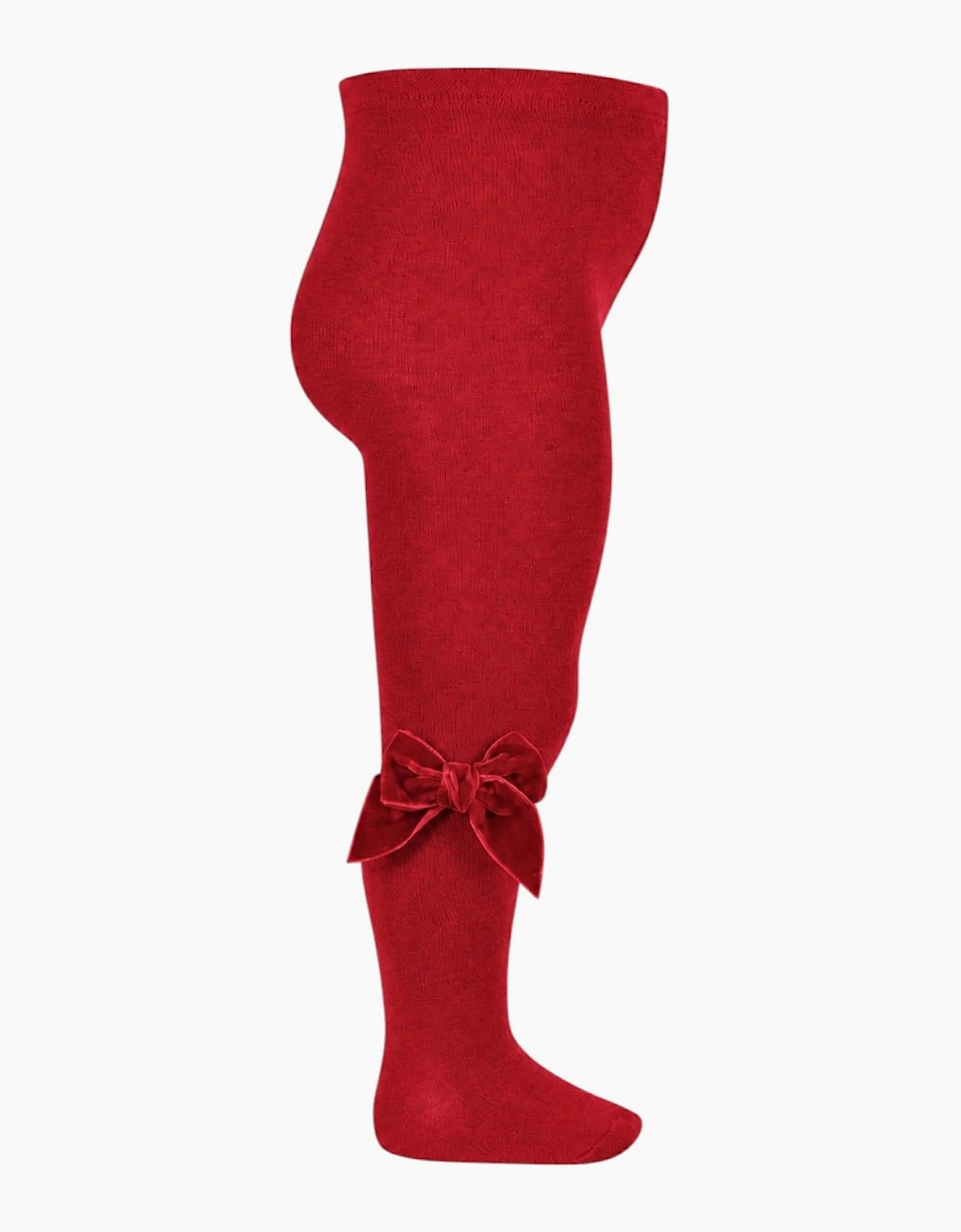 Girls Red Velvet Bow Tights