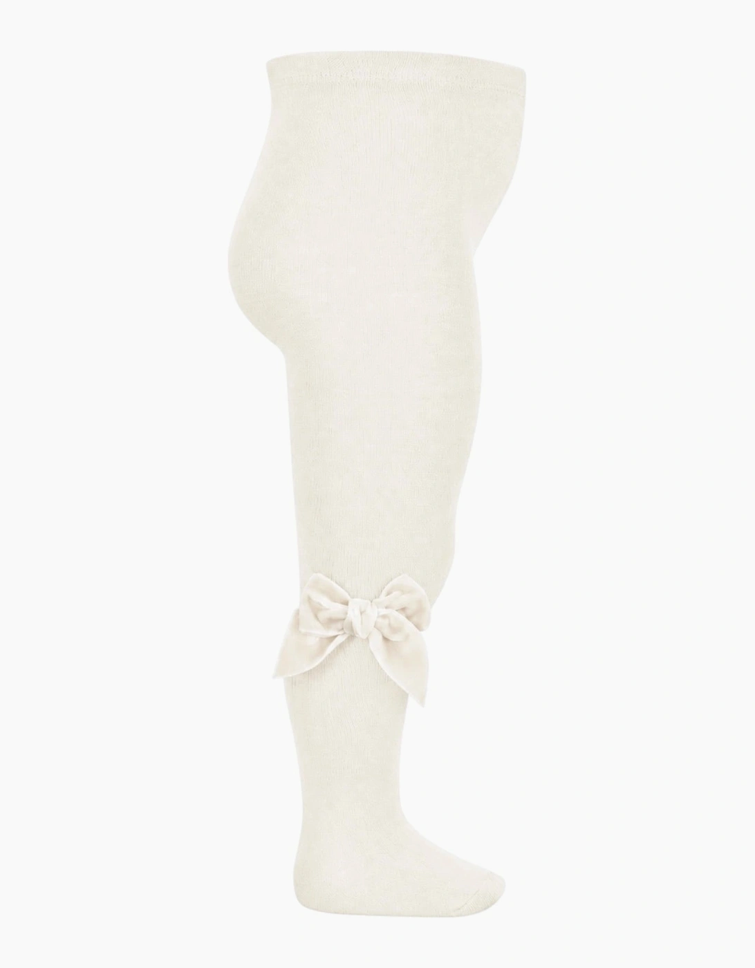 Girls Cream 303 Velvet Bow Tights