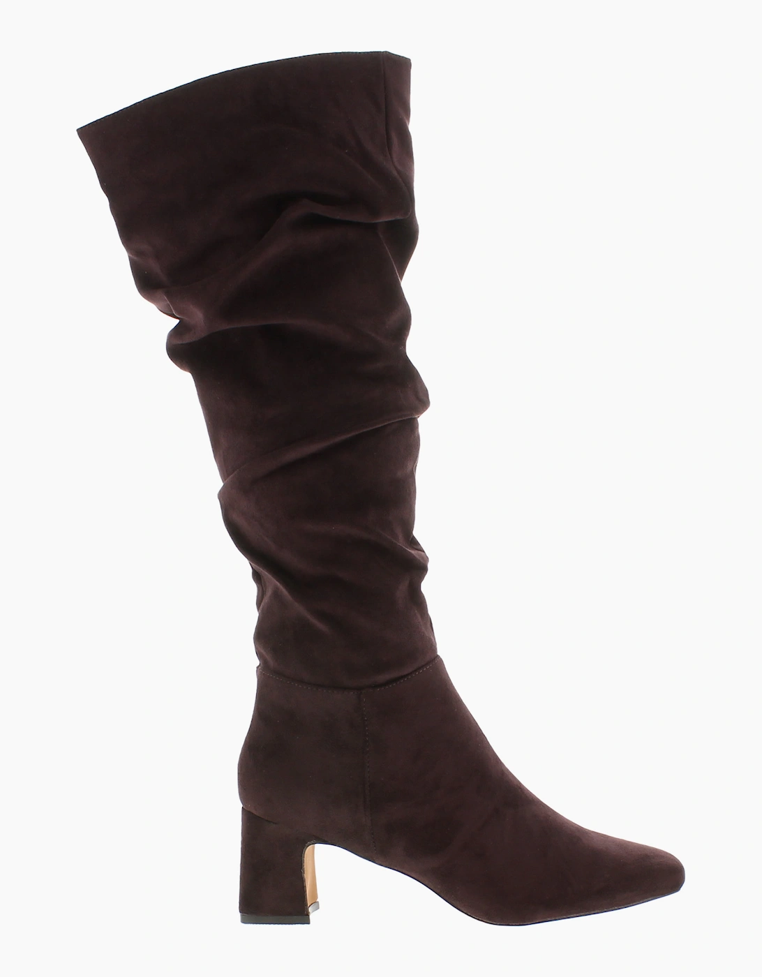 Krush Womens Long Boots Knee-High Slouchy Faux-Suede Lola Zip chocolate UK Size
