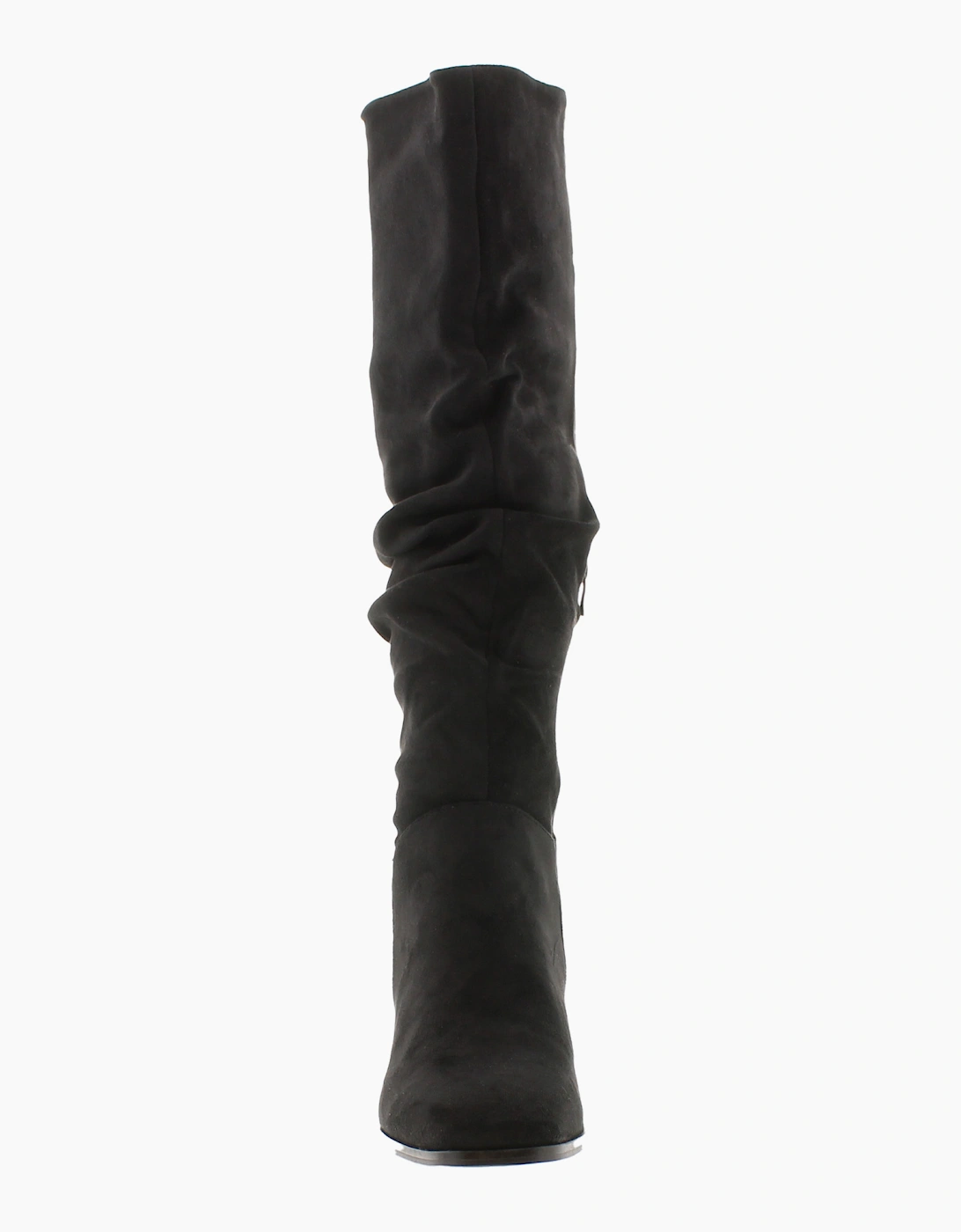 Krush Womens Long Boots Knee-High Slouchy Faux-Suede Ronnie Zip  black UK Size