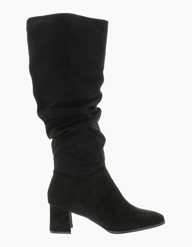 Krush Womens Long Boots Knee-High Slouchy Faux-Suede Ronnie Zip  black UK Size