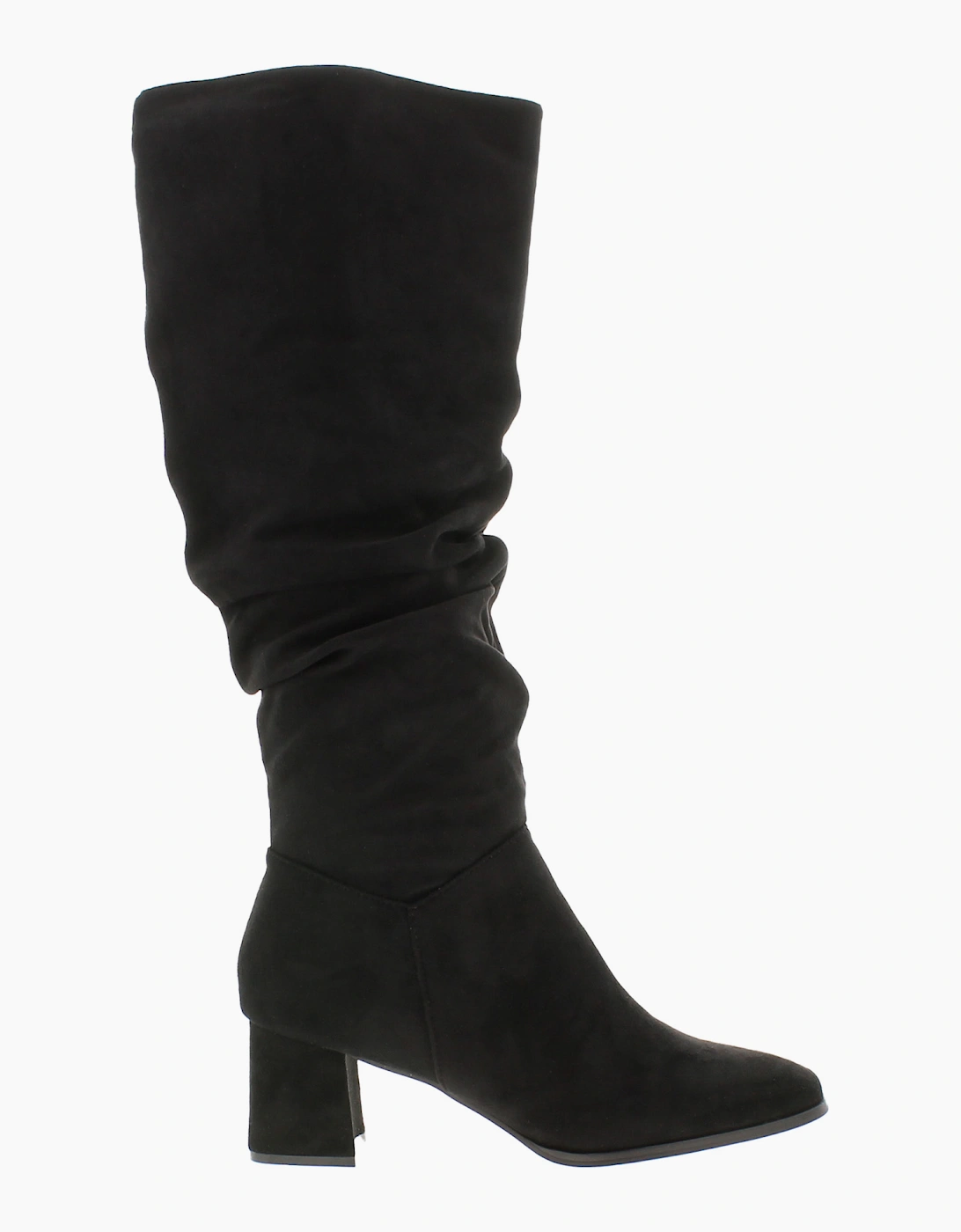 Krush Womens Long Boots Knee-High Slouchy Faux-Suede Ronnie Zip  black UK Size