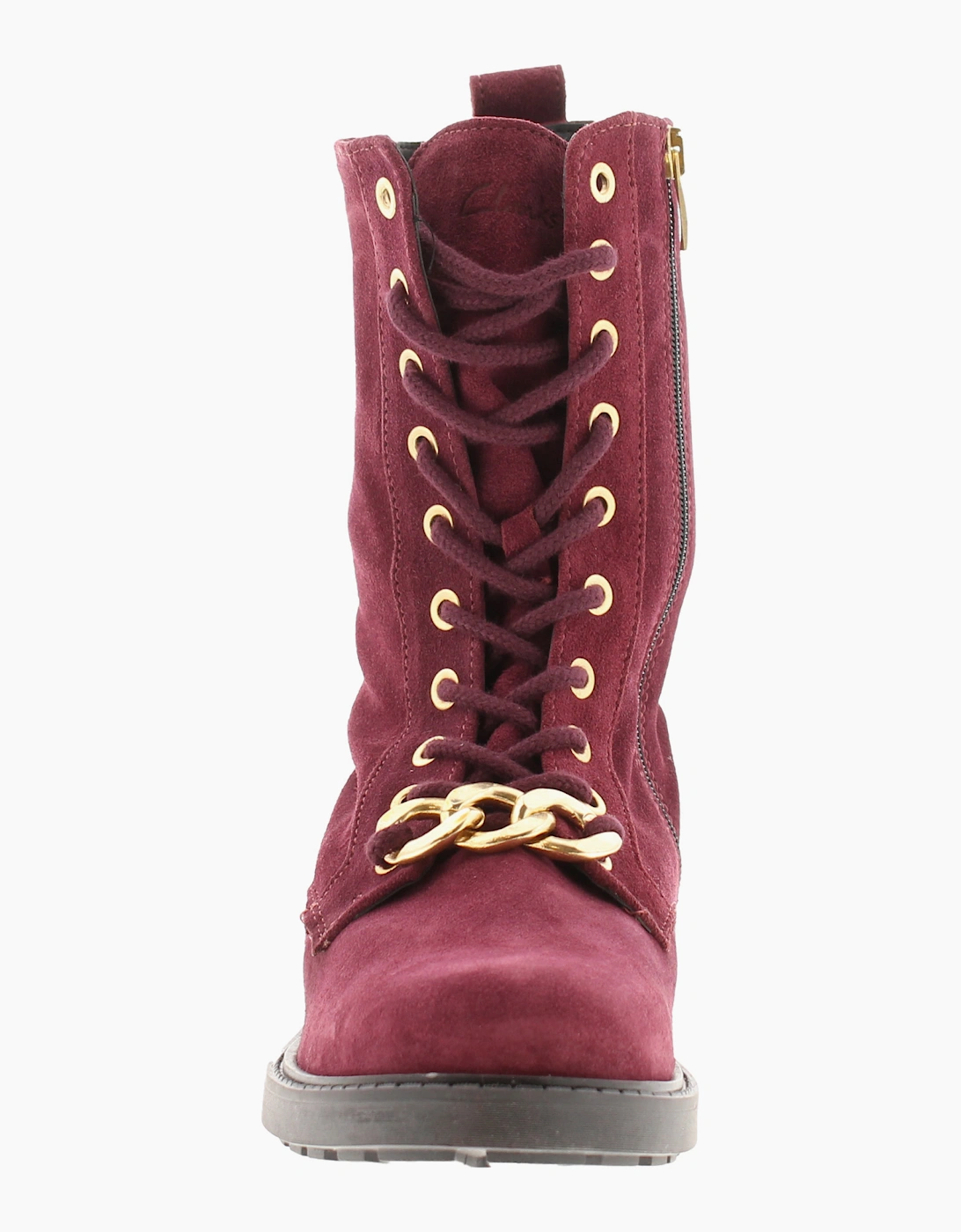 Clarks Womens Ankle Boots Orinoco2 Style Merlot Suede Lace Up deep red UK Size