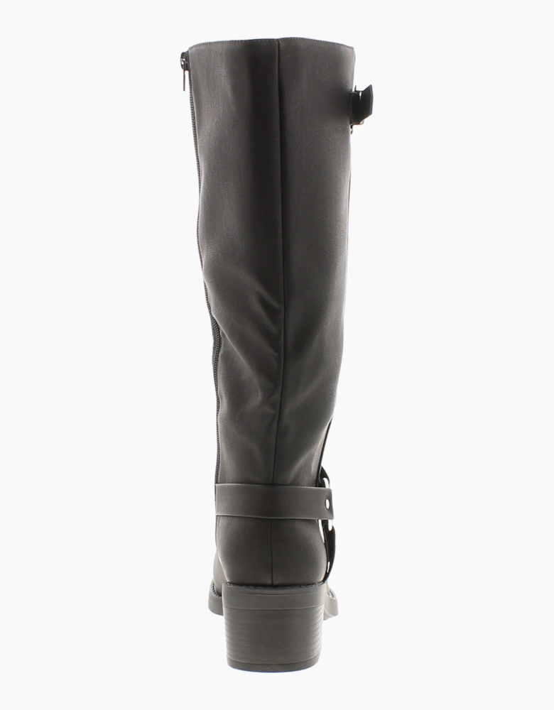 Krush Womens Long Boots Wider Fit Marnie Zip black UK Size