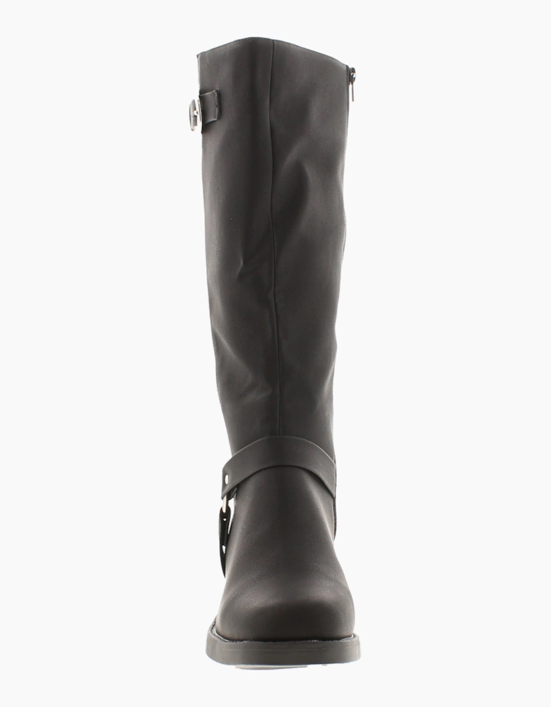 Krush Womens Long Boots Wider Fit Marnie Zip black UK Size