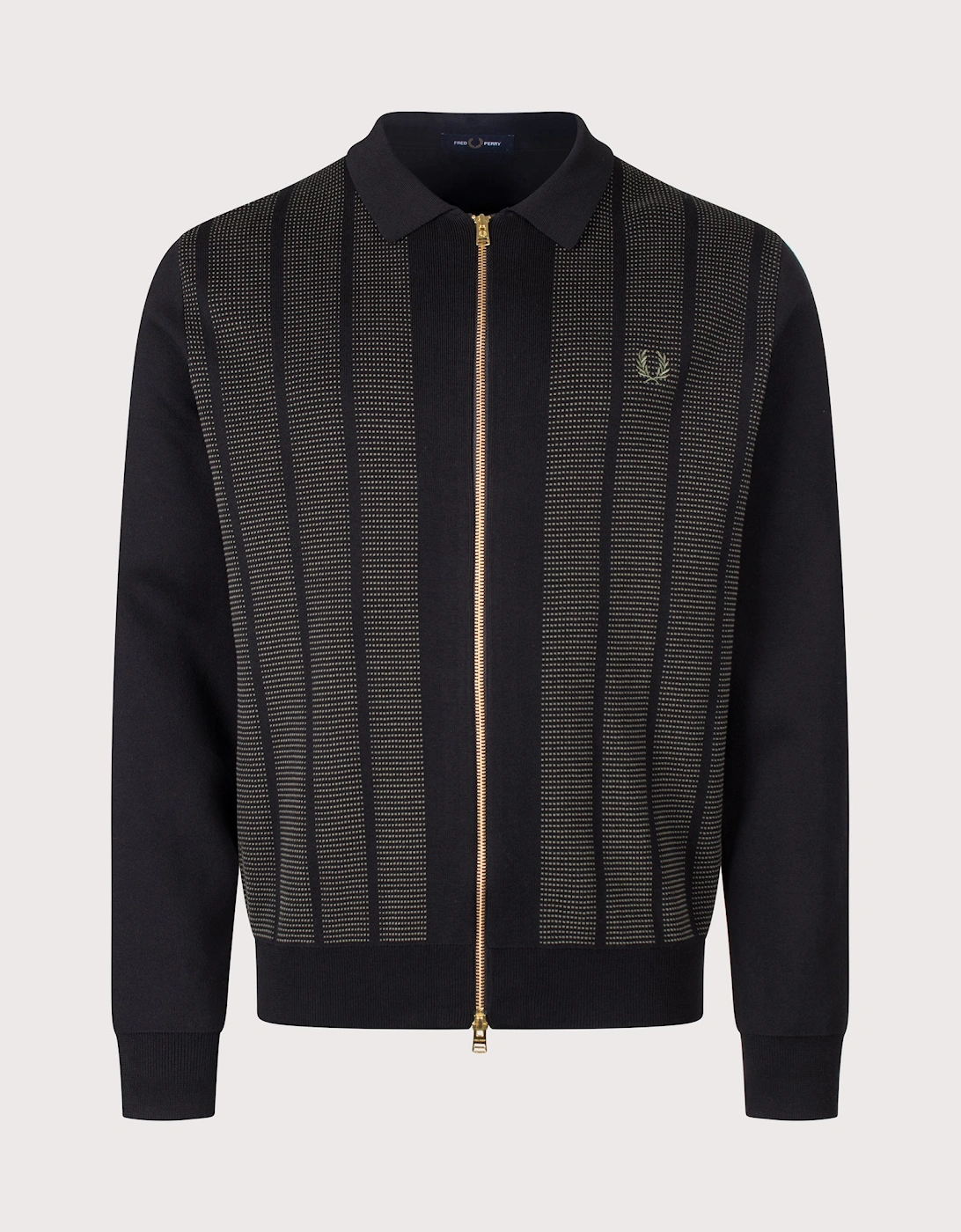 Regular Fit Textured Panel Zip Through Cardigan