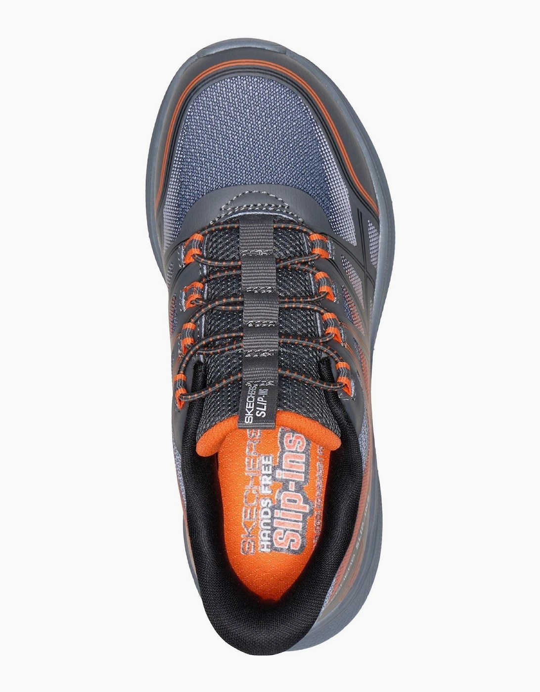 Skechers Microspec Velocity Grid-Shift Charcoal/Orange & Black Trainers