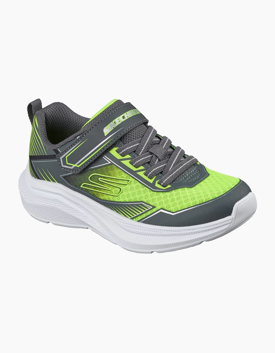 Skechers Microspec Velocity Grid-Drift Boy's Charcoal/Yellow & Silver Trainers