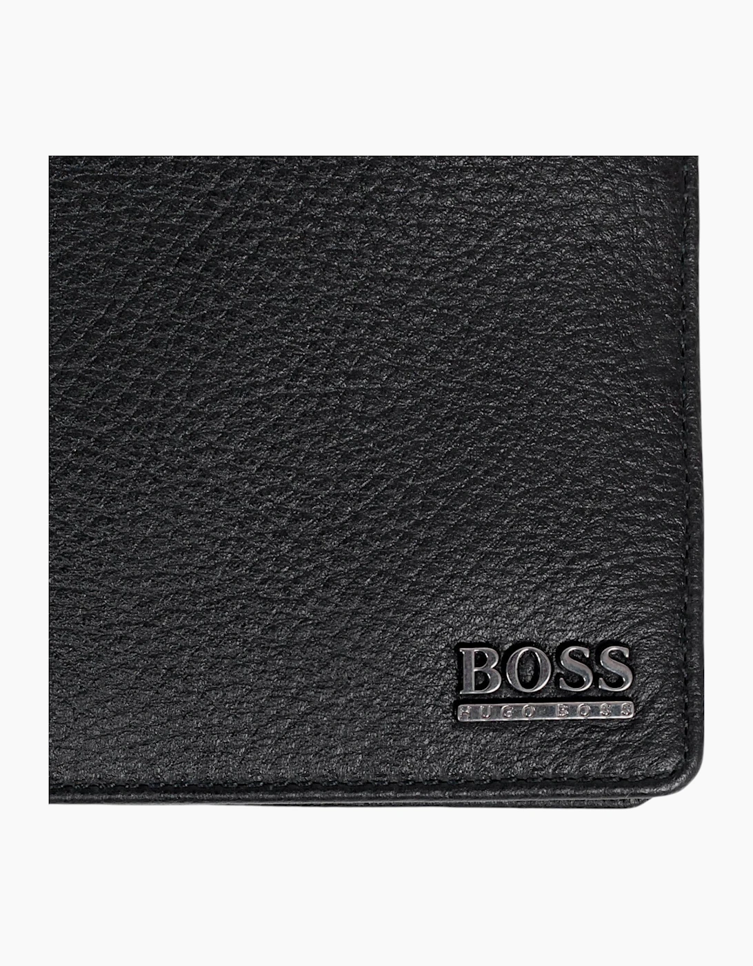 Hugo Boss Mens Genuine Leather Wallet Monist Bifold Credit Card Holder Black
