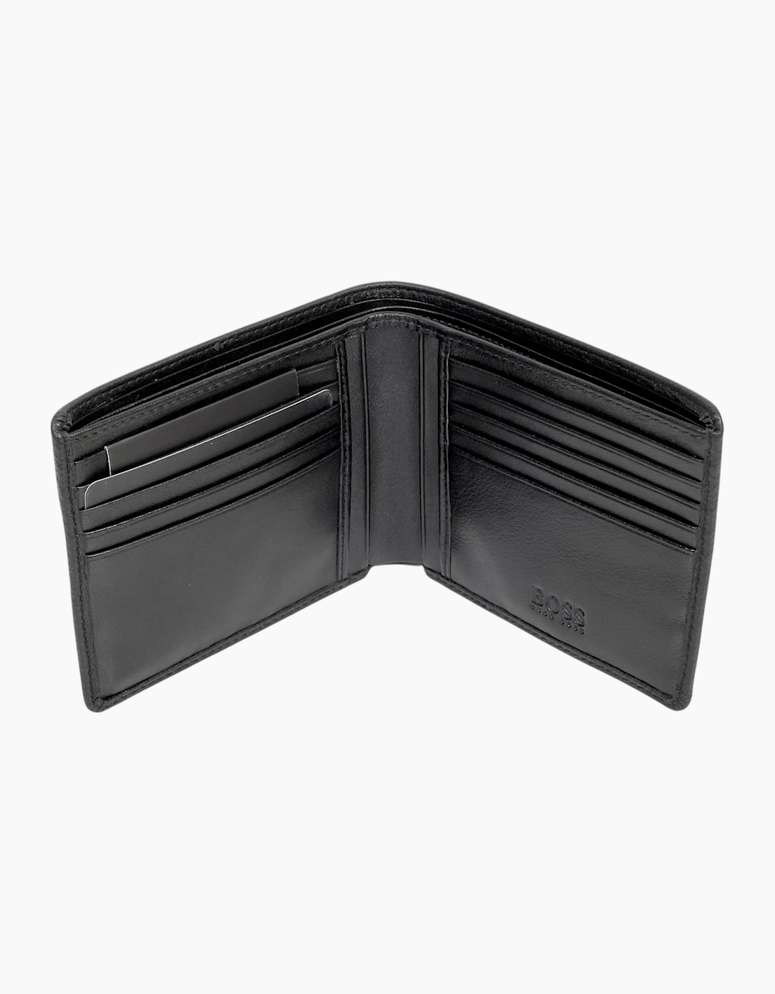 Hugo Boss Mens Genuine Leather Wallet Monist Bifold Credit Card Holder Black