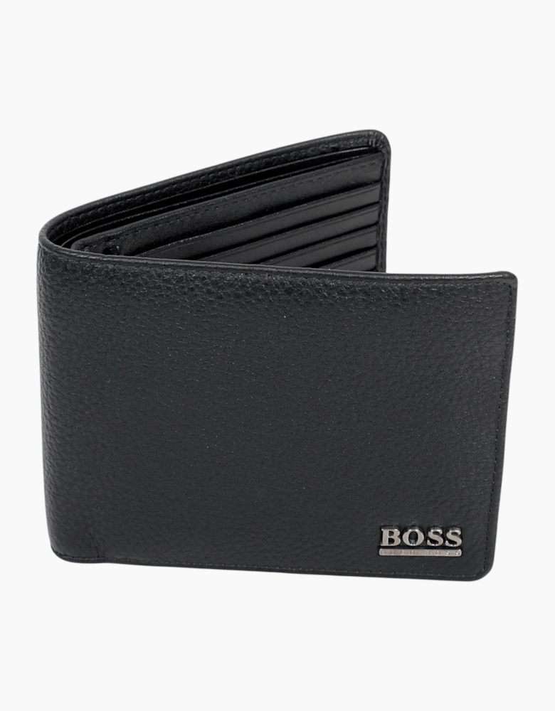Hugo Boss Mens Genuine Leather Wallet Monist Bifold Credit Card Holder Black