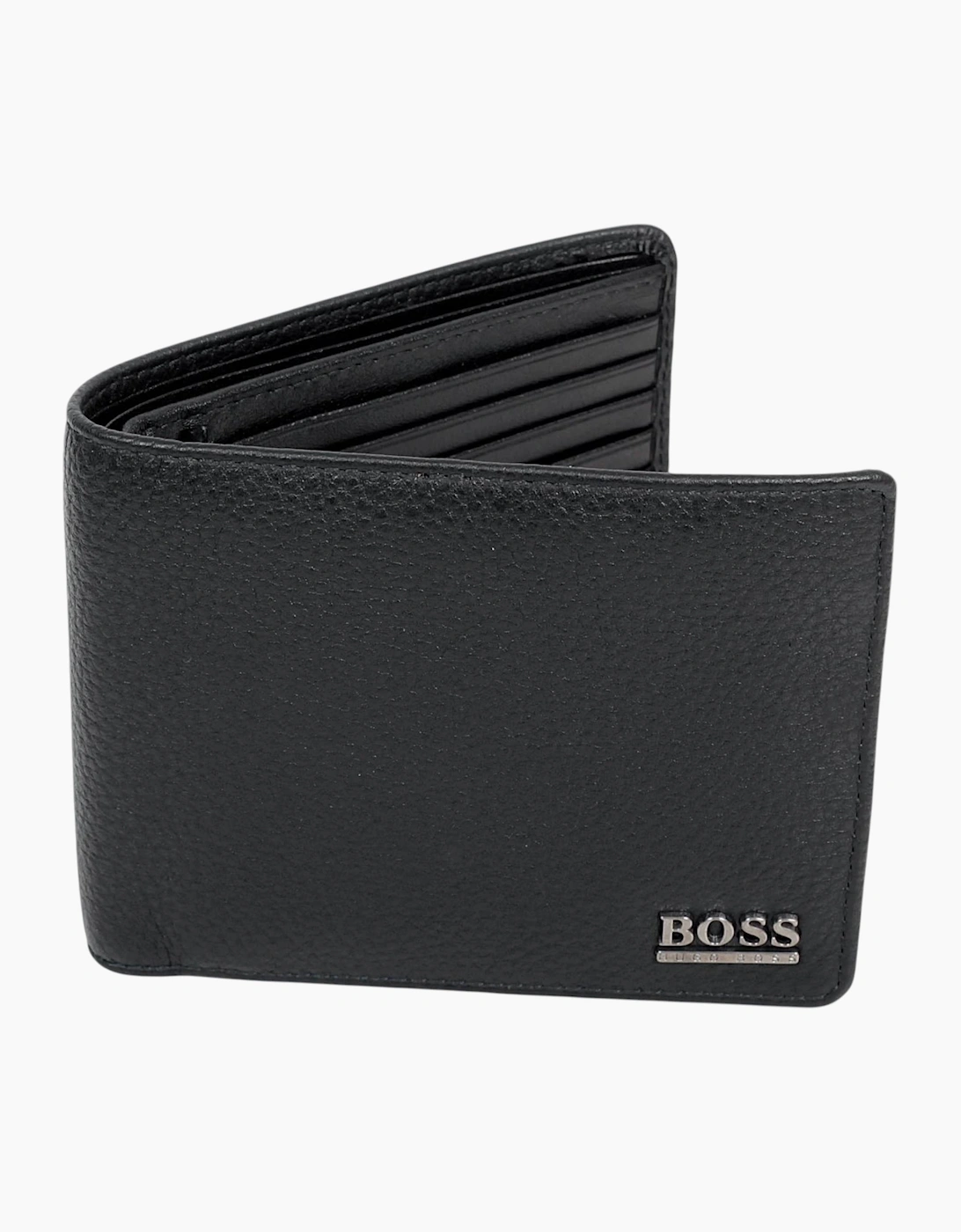 Hugo Boss Mens Genuine Leather Wallet Monist Bifold Credit Card Holder Black