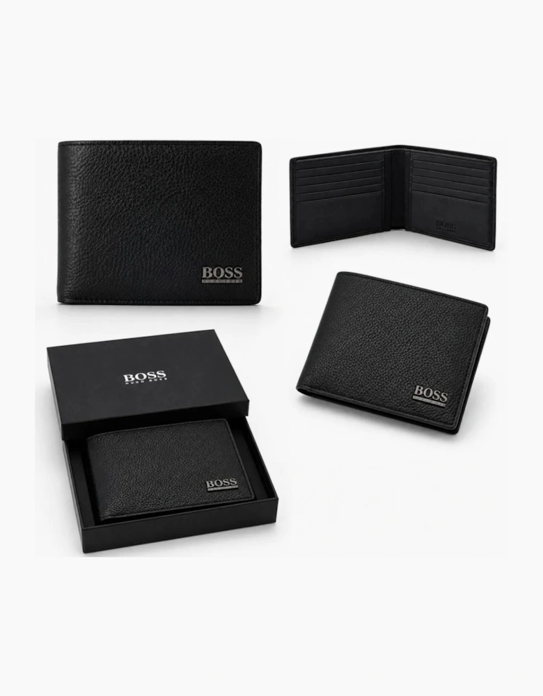 Hugo Boss Mens Genuine Leather Wallet Monist Bifold Credit Card Holder Black