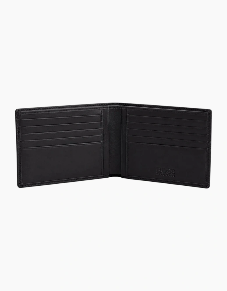 Hugo Boss Mens Genuine Leather Wallet Monist Bifold Credit Card Holder Black