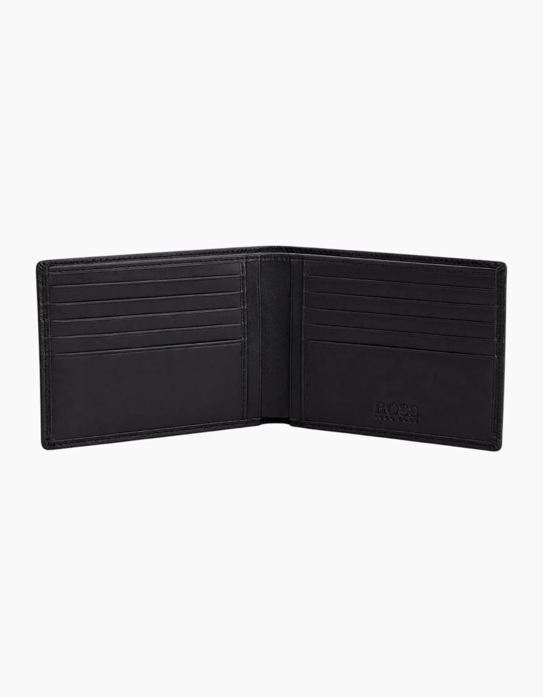 Hugo Boss Mens Genuine Leather Wallet Monist Bifold Credit Card Holder Black