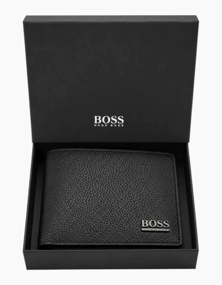 Hugo Boss Mens Genuine Leather Wallet Monist Bifold Credit Card Holder Black