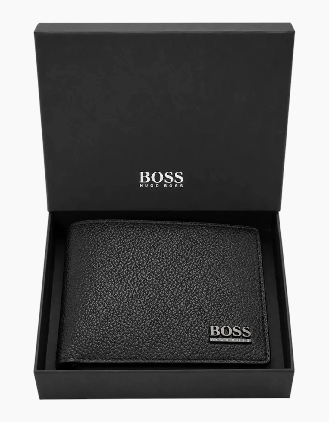 Hugo Boss Mens Genuine Leather Wallet Monist Bifold Credit Card Holder Black
