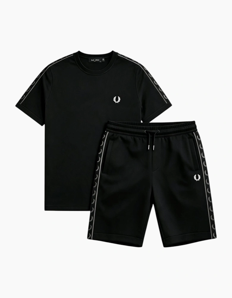 Fred Perry Mens Tape Ringer Co Ords Set Short Sleeve T Shirts Shorts