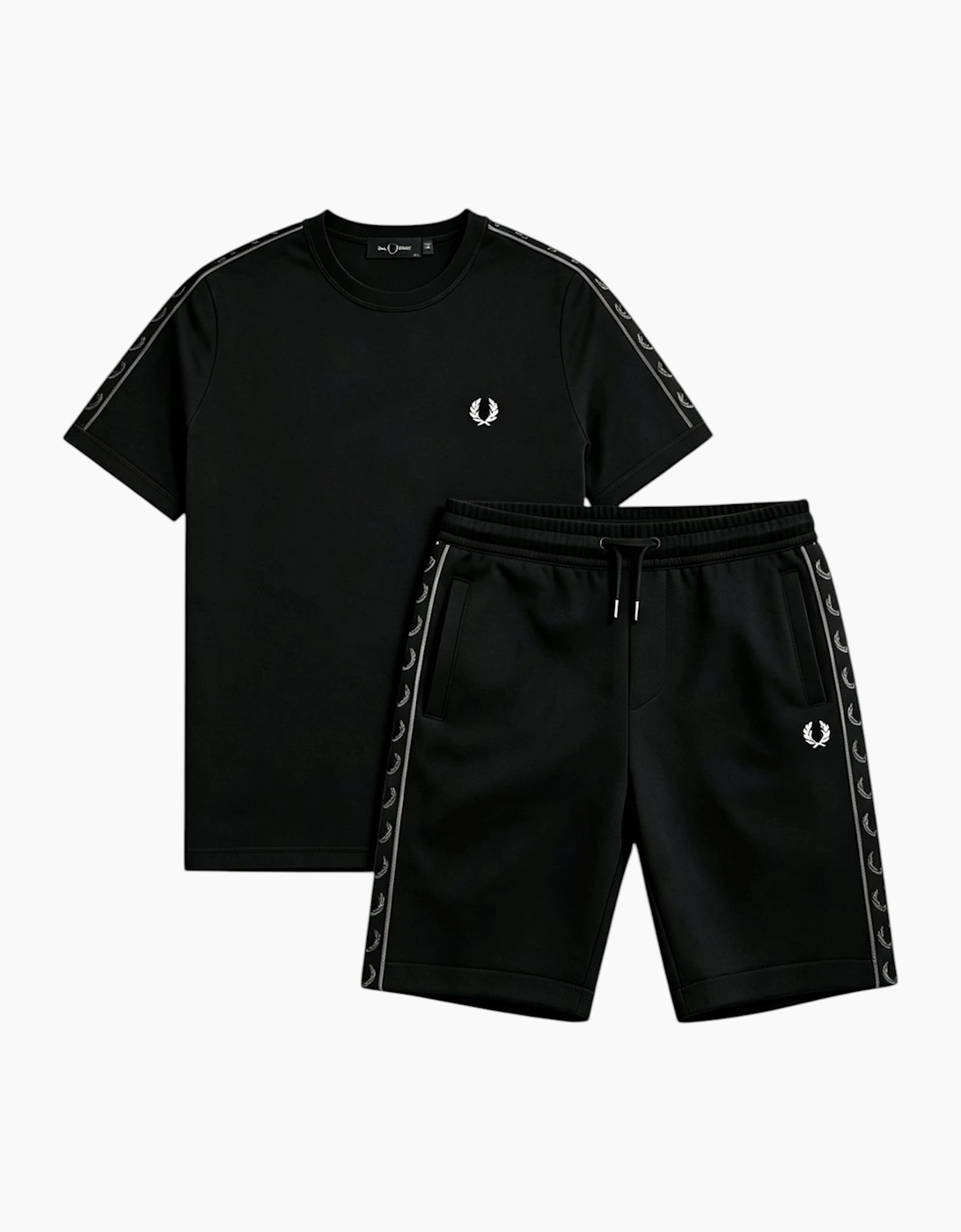 Fred Perry Mens Tape Ringer Co Ords Set Short Sleeve T Shirts Shorts
