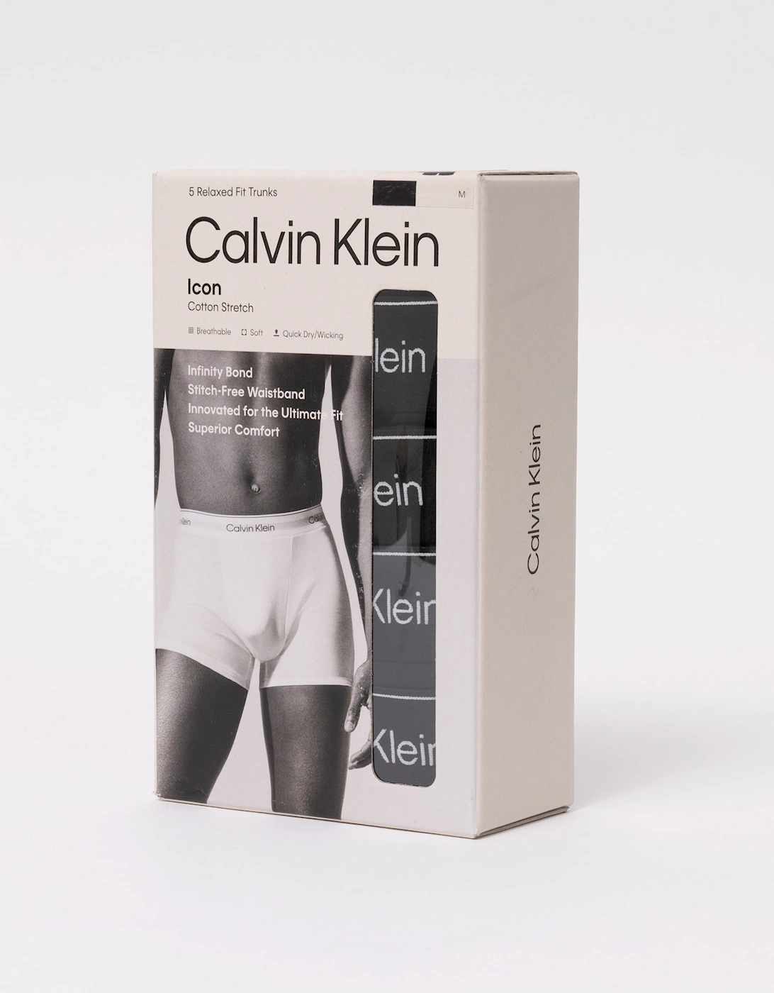 Calvin Klein 5 Pack Icon Cotton Stretch Mens Relaxed Fit Trunks - Black