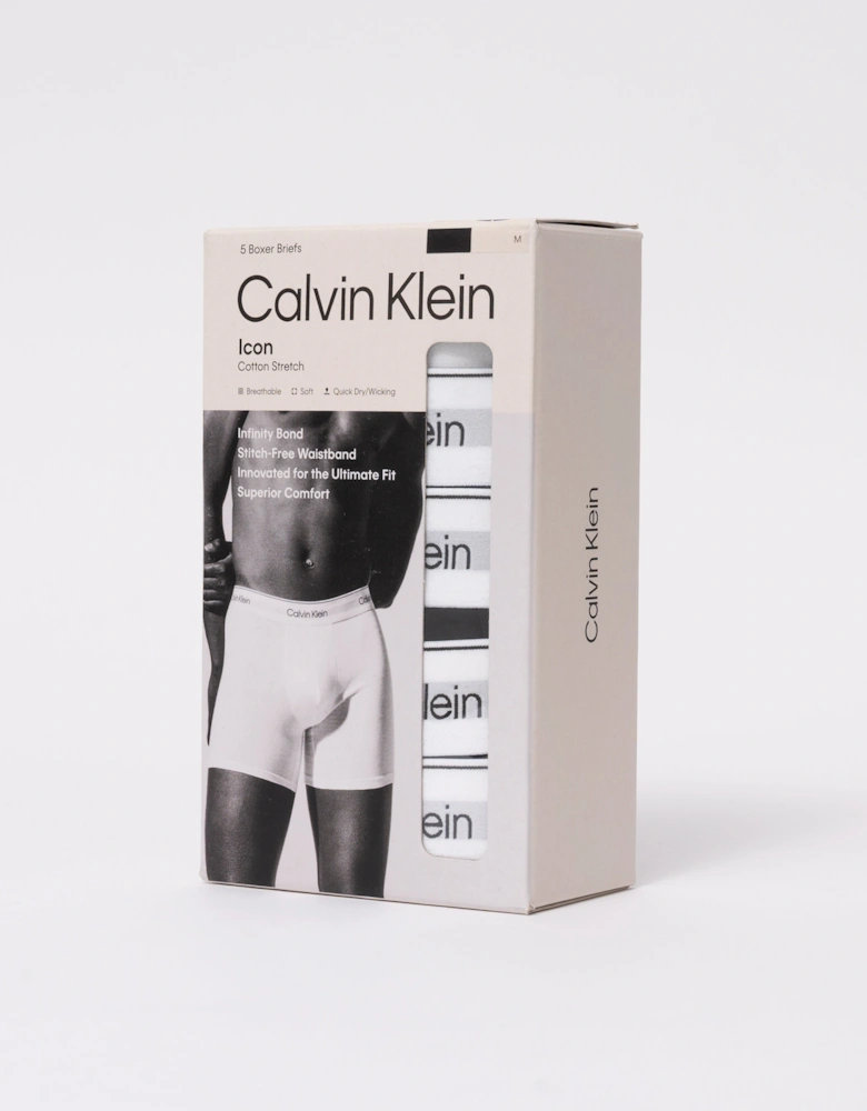 Calvin Klein 5 Pack Icon Cotton Stretch Mens Boxer Briefs - Black