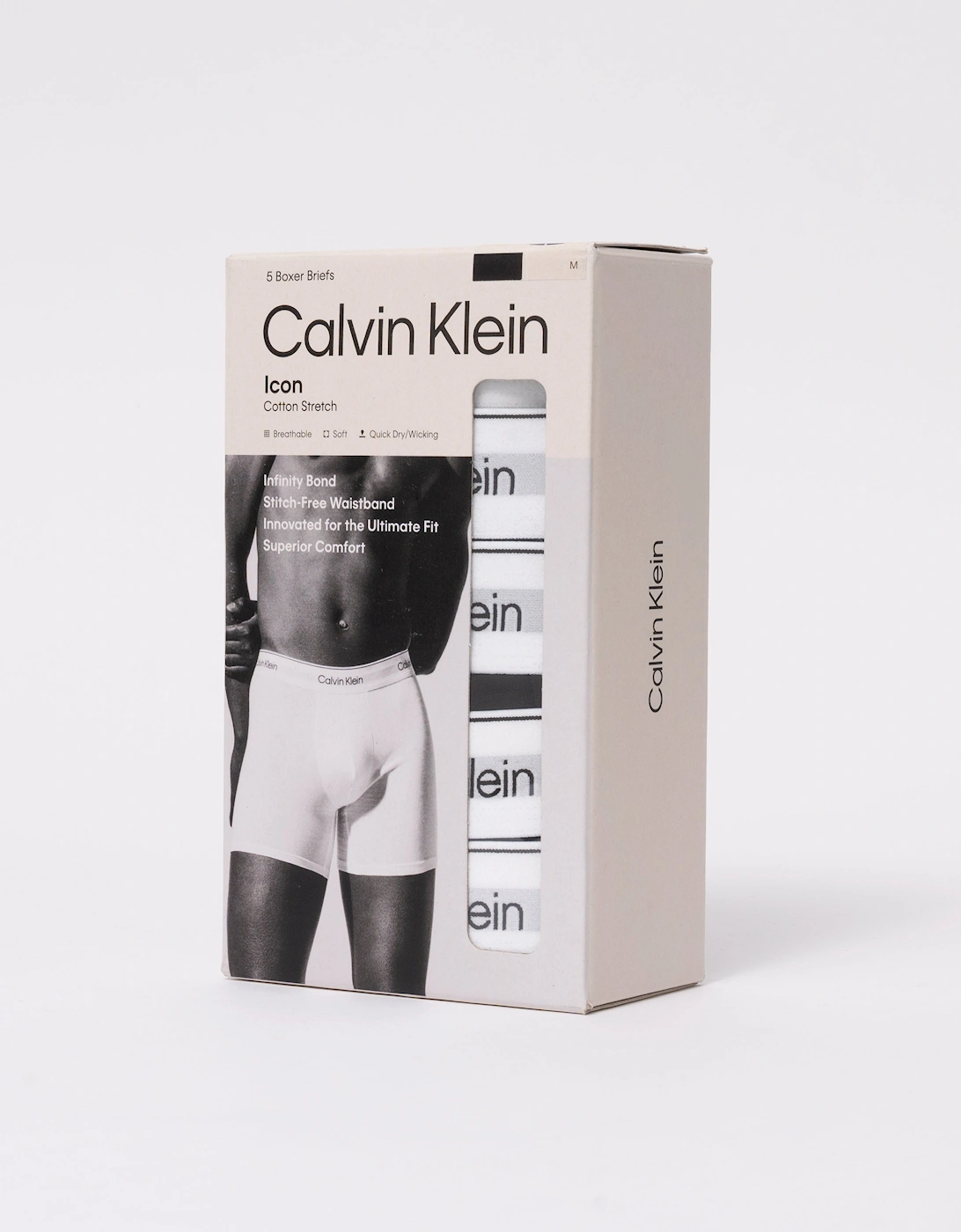 Calvin Klein 5 Pack Icon Cotton Stretch Mens Boxer Briefs - Black