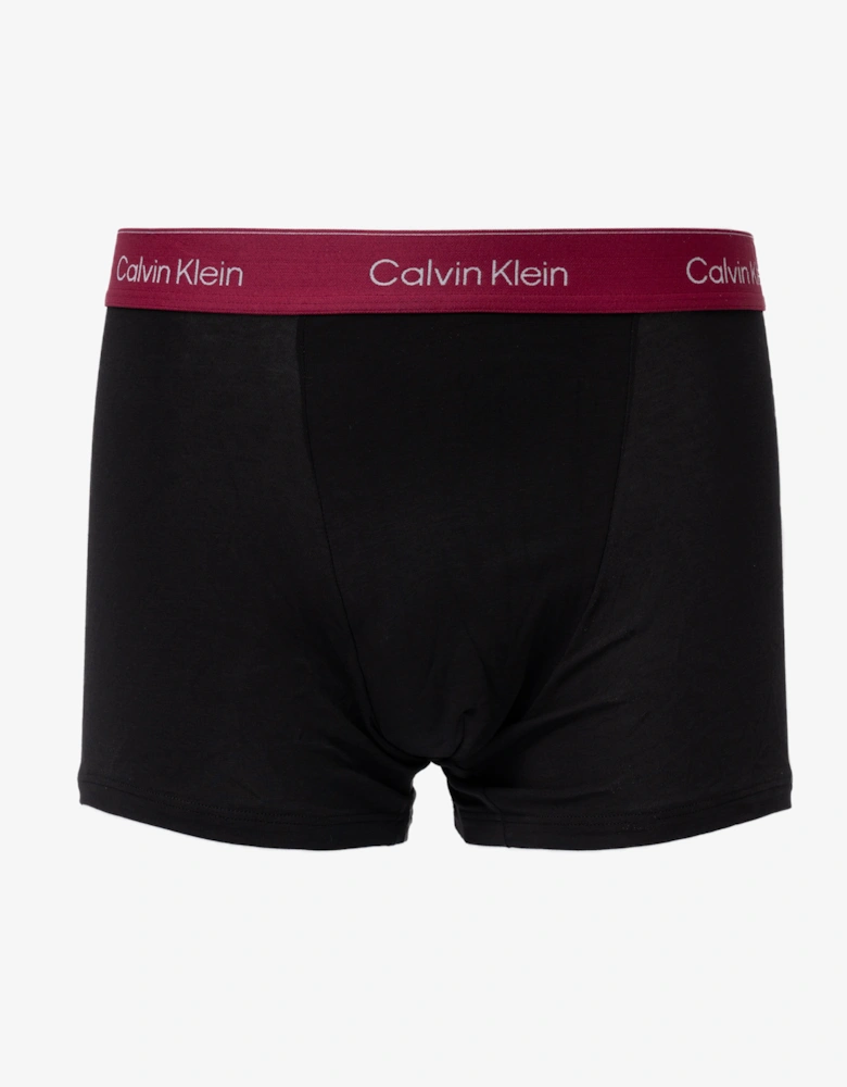 Calvin Klein 3 Pack Icon Cotton Stretch Mens Relaxed Fit Trunks - Black Bodies W/ Poseidon Blue/Plein