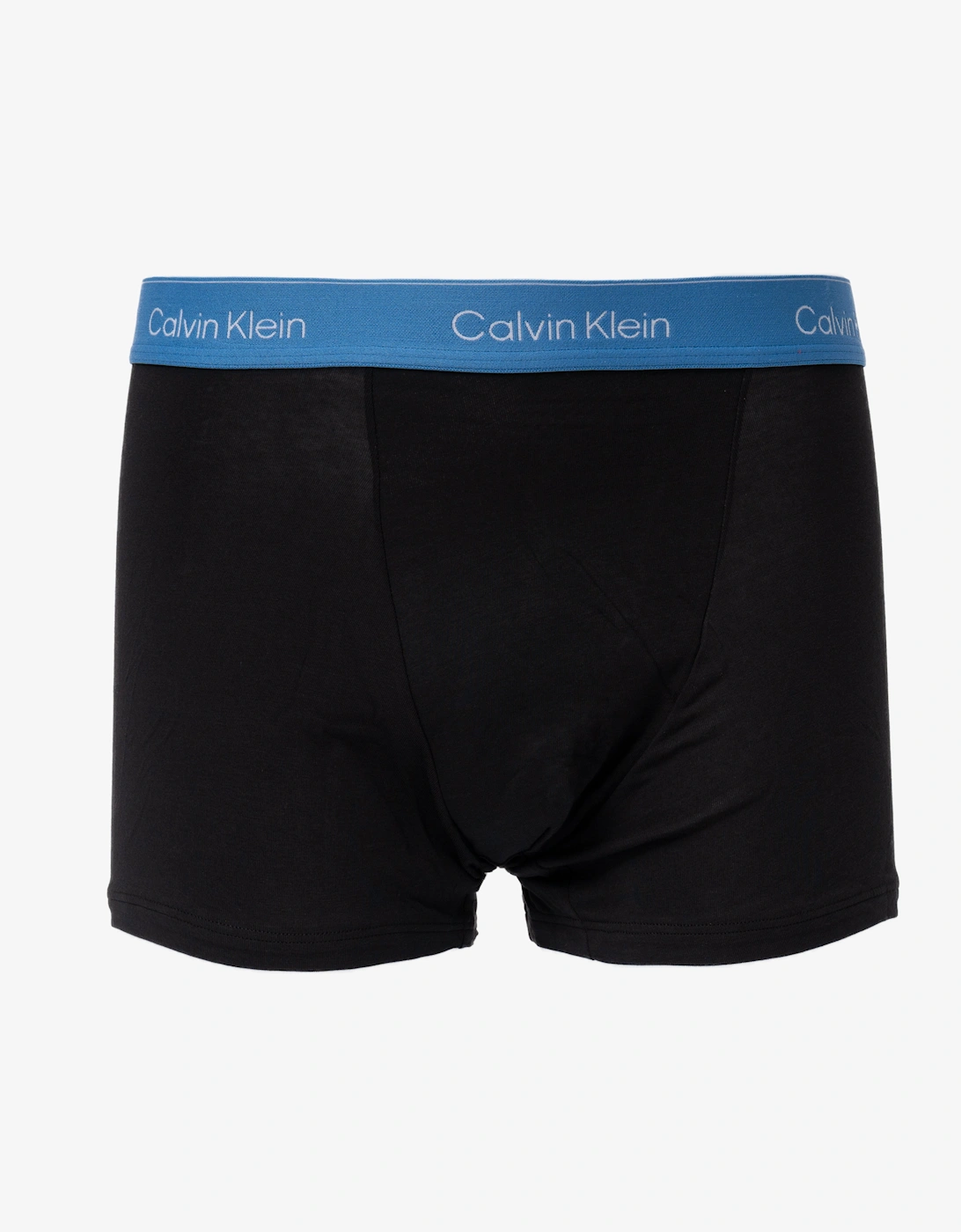 Calvin Klein 3 Pack Icon Cotton Stretch Mens Relaxed Fit Trunks - Black Bodies W/ Poseidon Blue/Plein