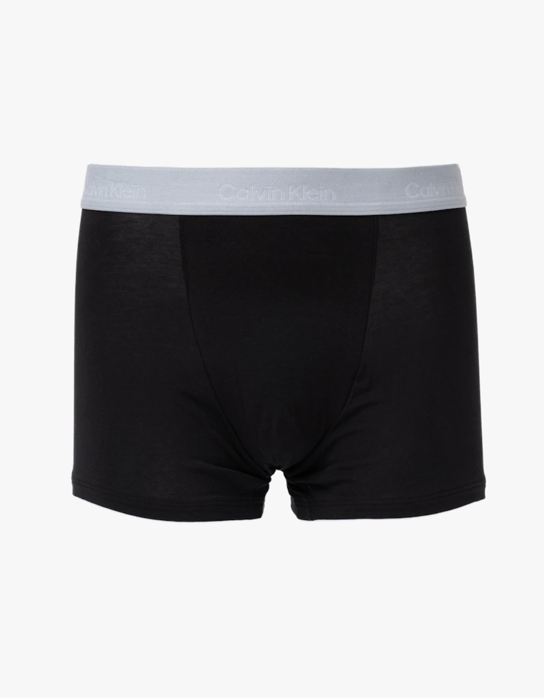 Calvin Klein 3 Pack Icon Cotton Stretch Mens Relaxed Fit Trunks - Black Bodies W/ Poseidon Blue/Plein