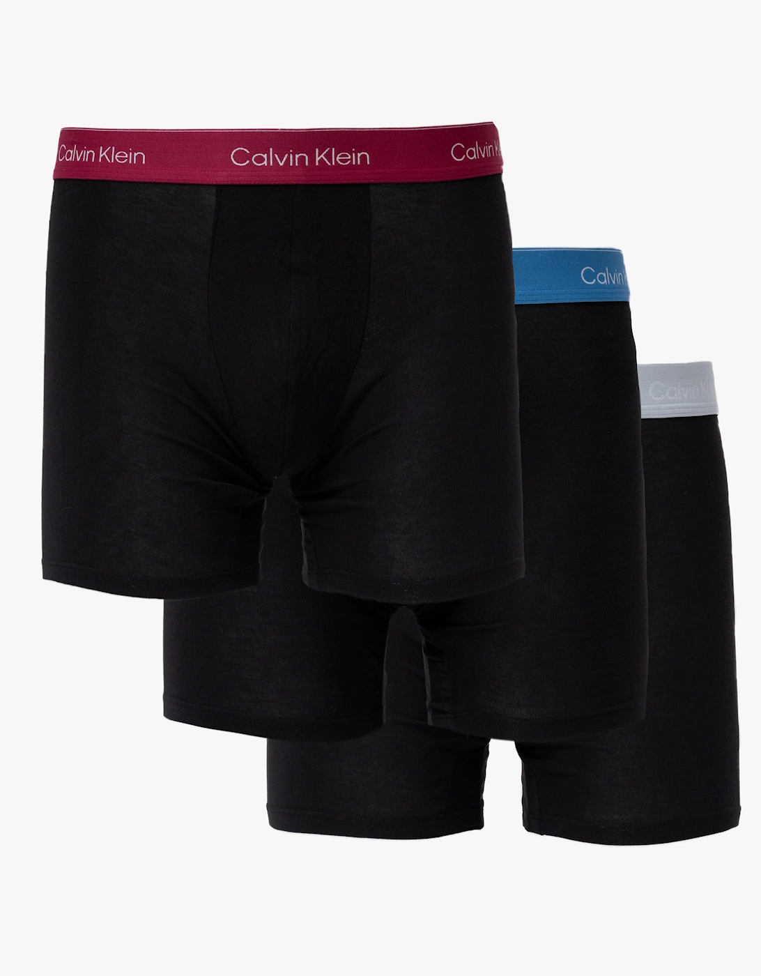 Calvin Klein 3 Pack Mens Boxer Briefs - Black Bodies W/ Poseidon Blue/Plein