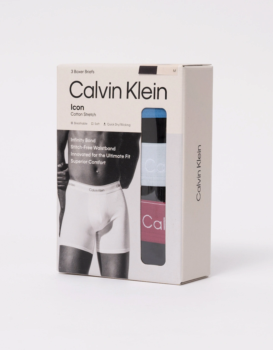 Calvin Klein 3 Pack Mens Boxer Briefs - Black Bodies W/ Poseidon Blue/Plein
