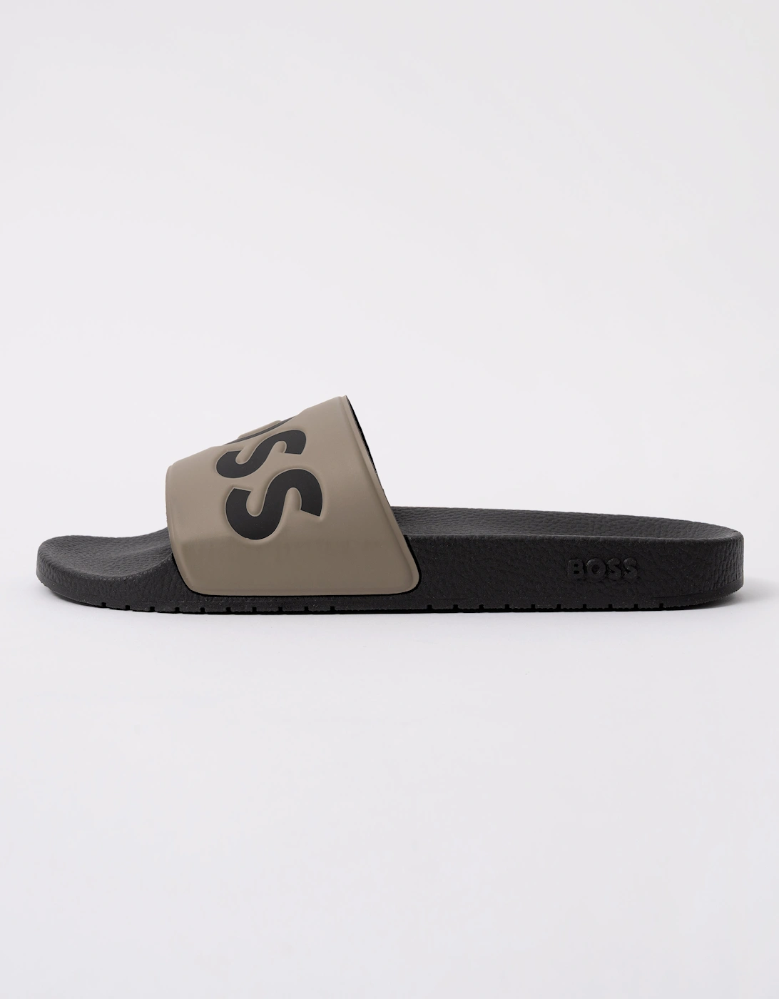 BOSS Orange Aryeh Mens Italian-Made Slides With Large Logo Detail - Open Brown 248