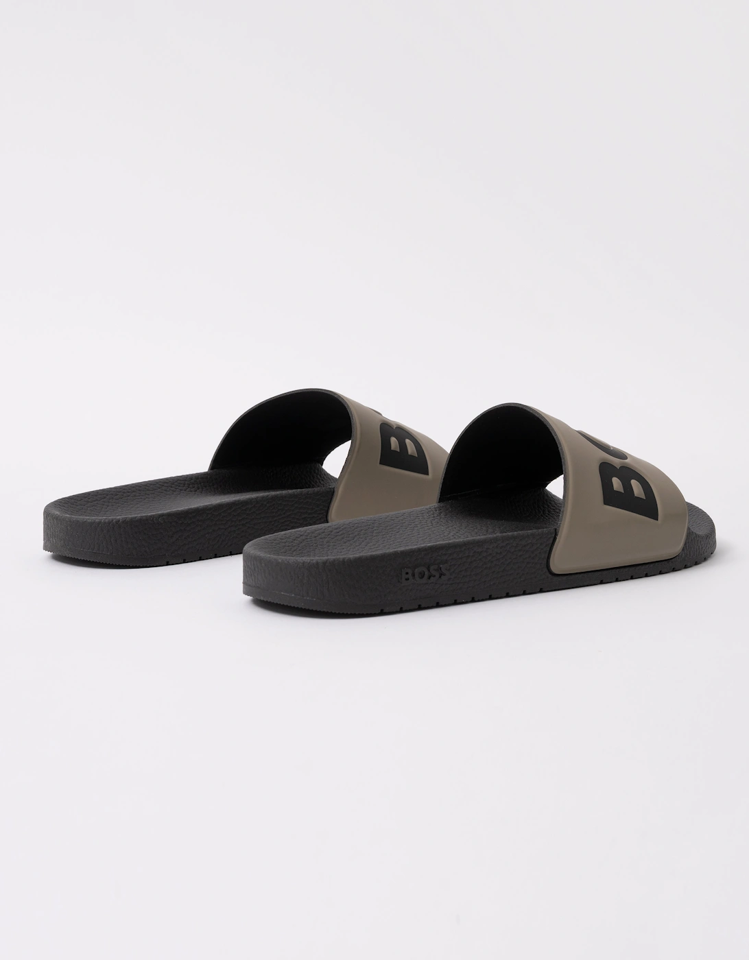 BOSS Orange Aryeh Mens Italian-Made Slides With Large Logo Detail - Open Brown 248