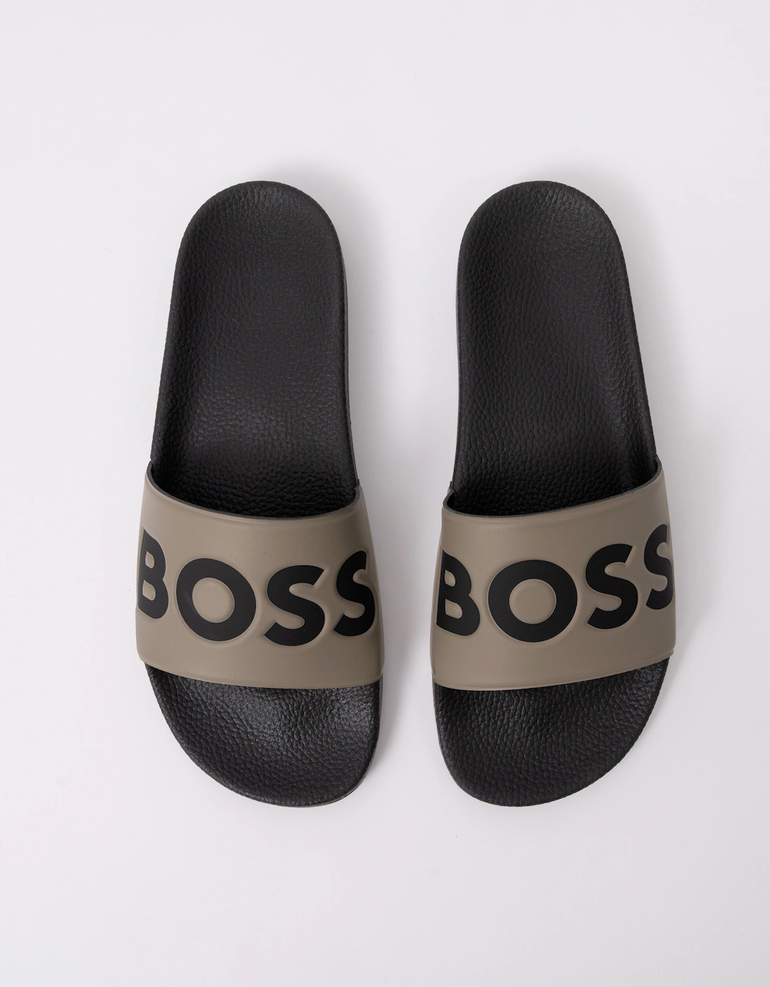 BOSS Orange Aryeh Mens Italian-Made Slides With Large Logo Detail - Open Brown 248