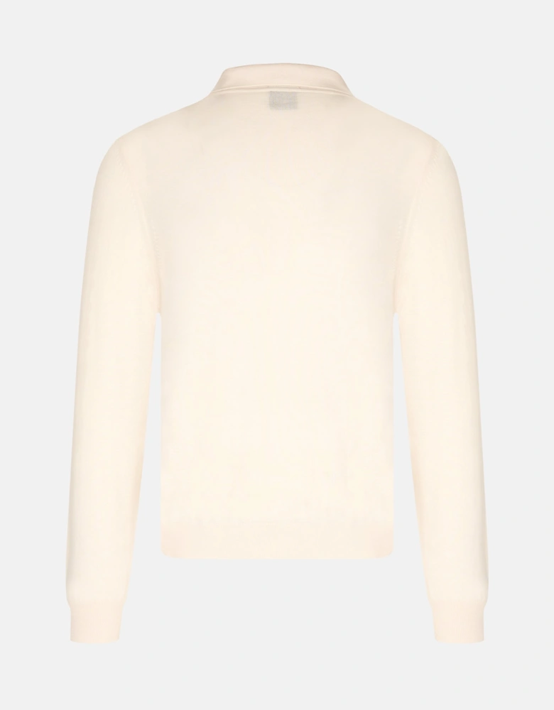 H Lancione Ls Knitted Polo Cream