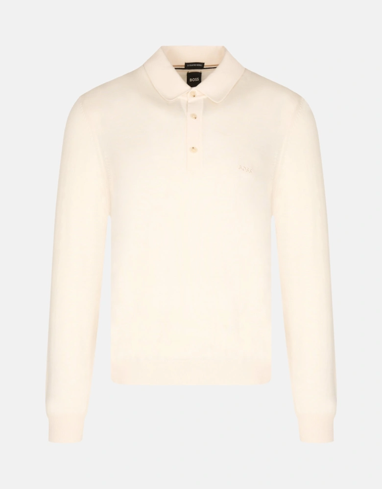 H Lancione Ls Knitted Polo Cream