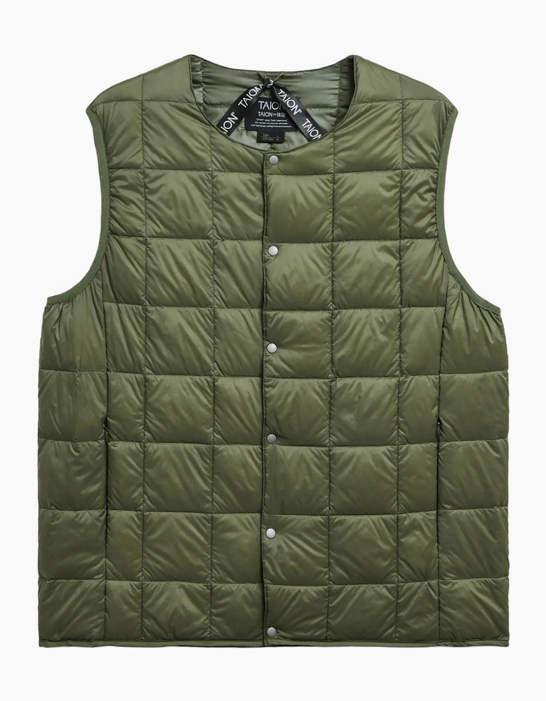 Taion Men's TAION Original Crew Neck Down Vest - Green