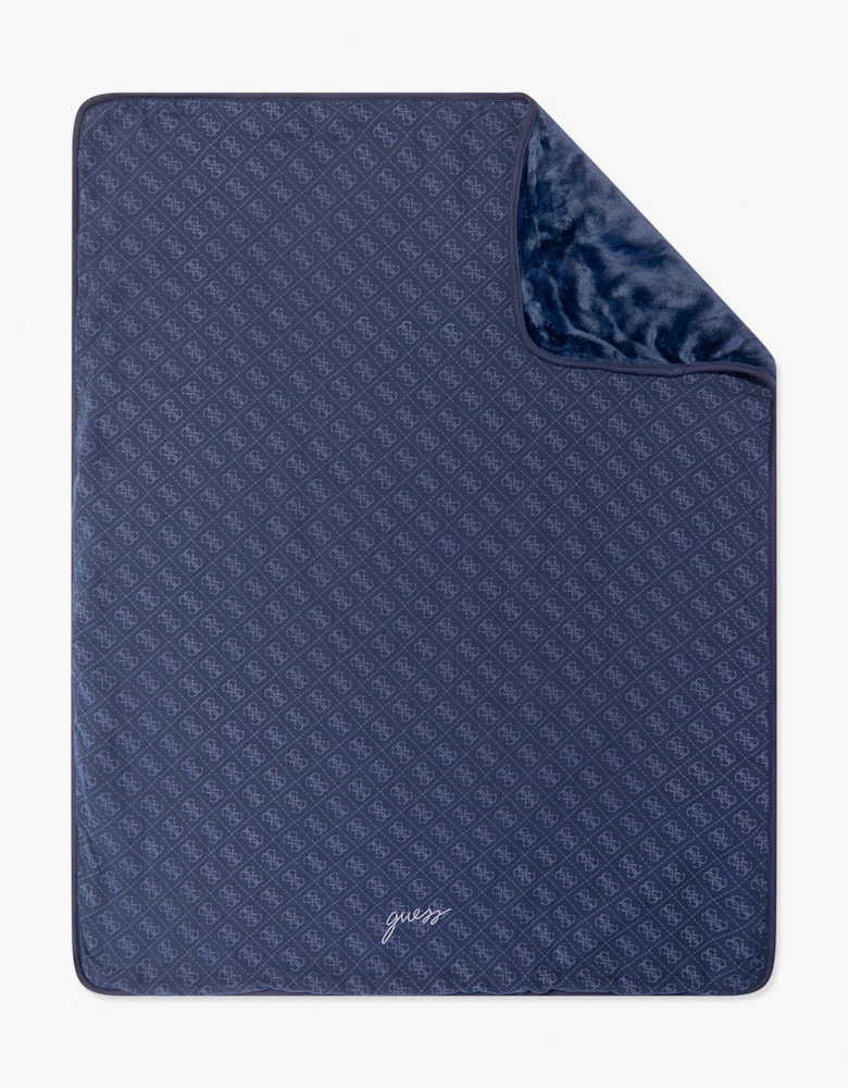 Guess Baby Logo Blanket with Pouch in Navy