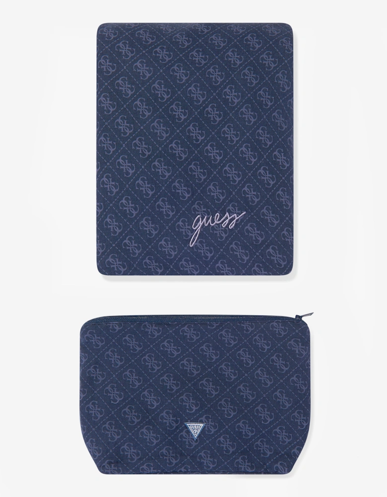 Guess Baby Logo Blanket with Pouch in Navy