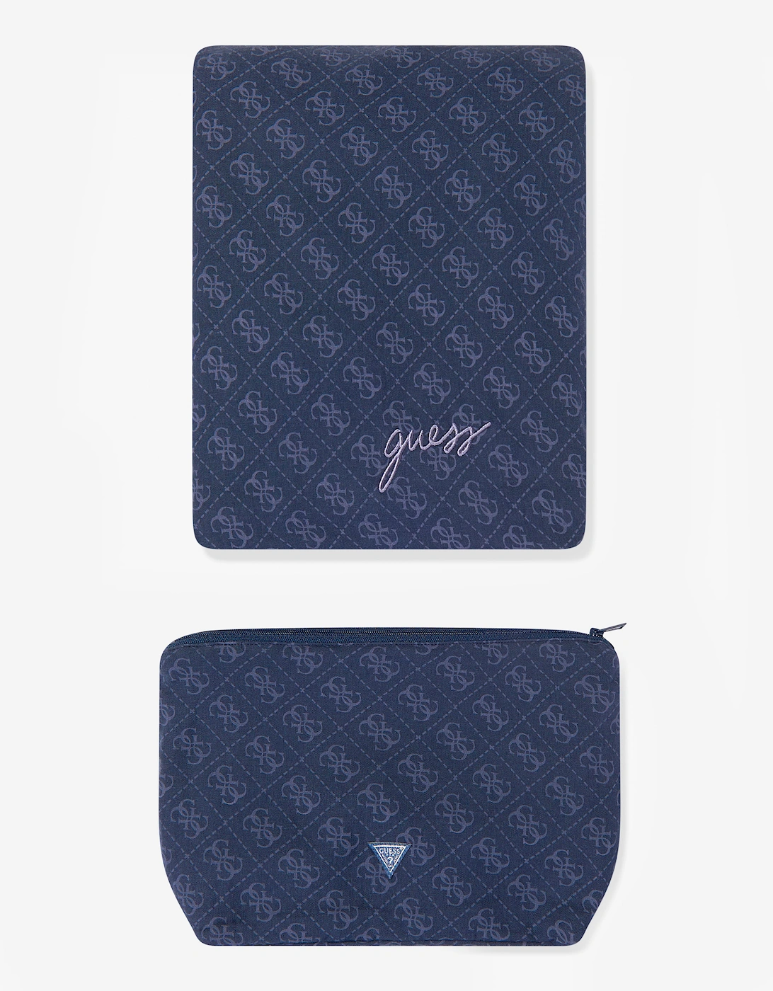 Guess Baby Logo Blanket with Pouch in Navy