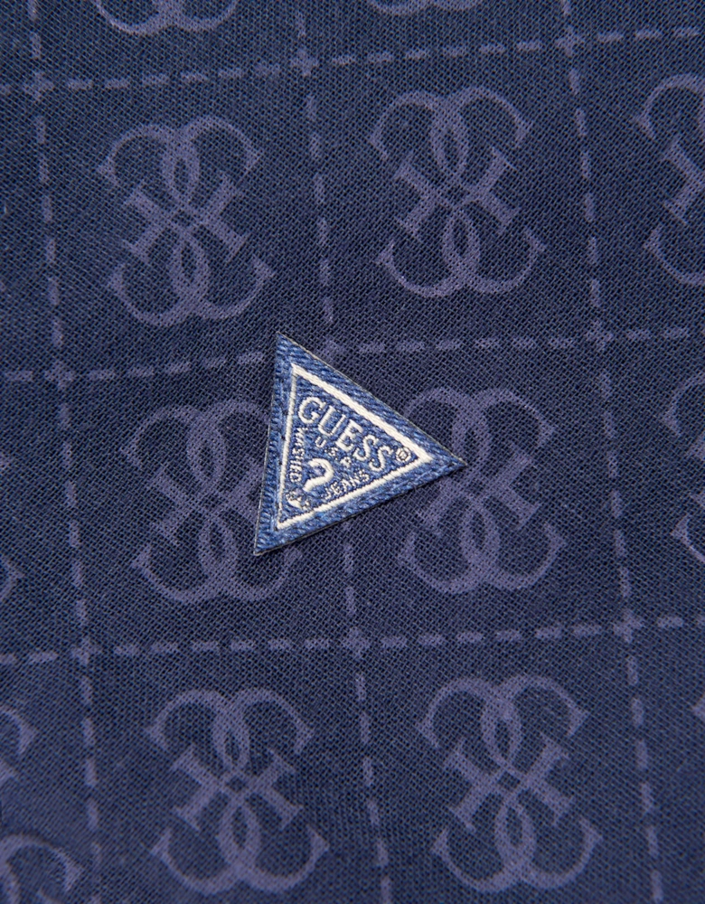 Guess Baby Logo Blanket with Pouch in Navy