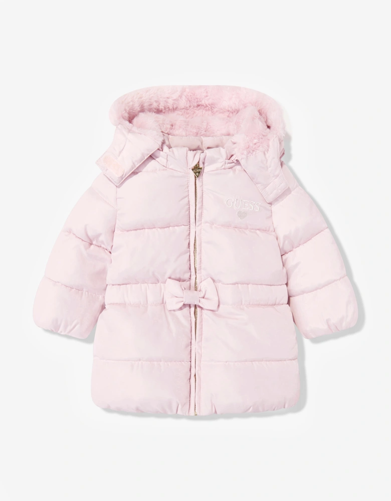 Guess Baby Girls Hooded Puffer Jacket in Pink
