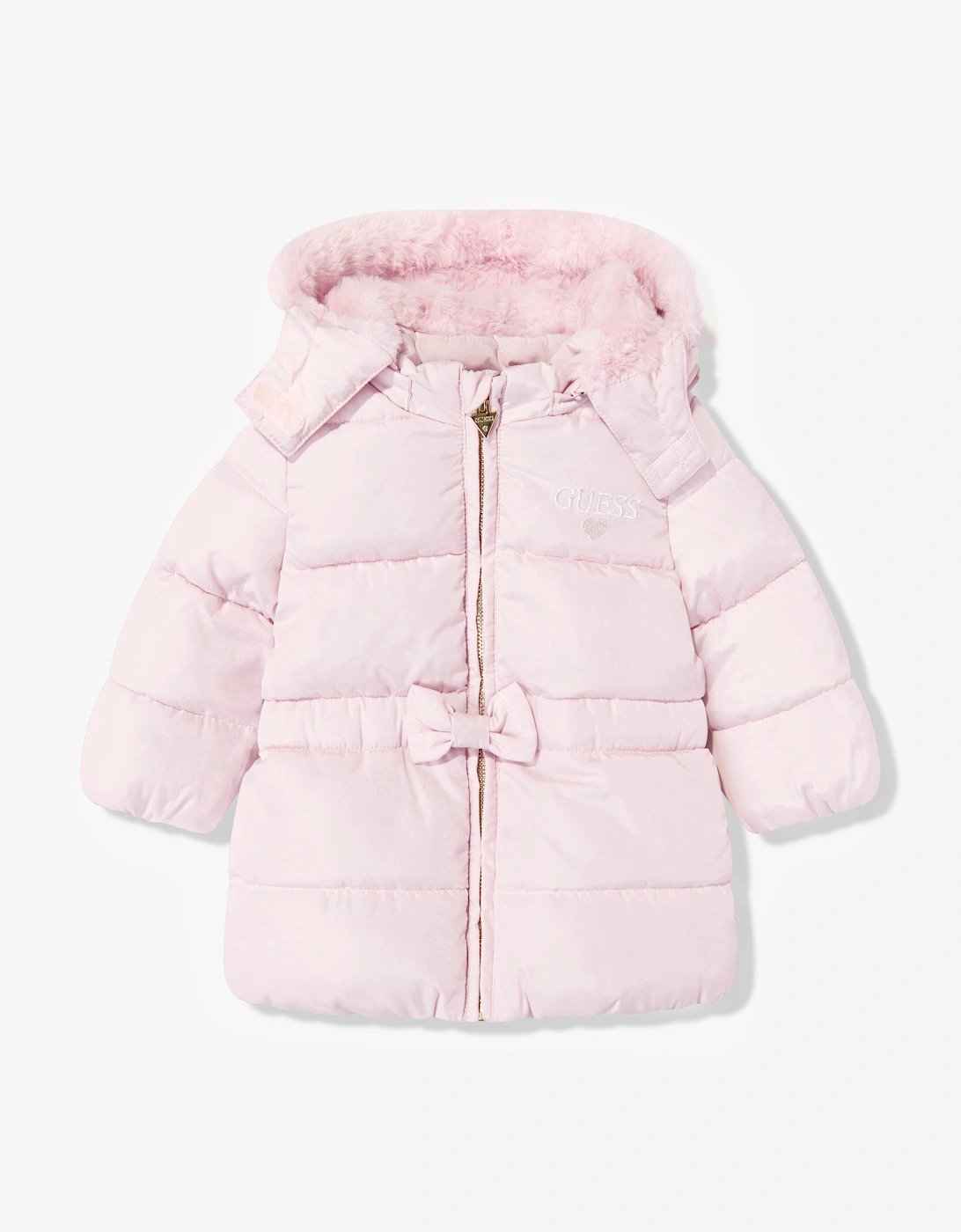 Guess Baby Girls Hooded Puffer Jacket in Pink
