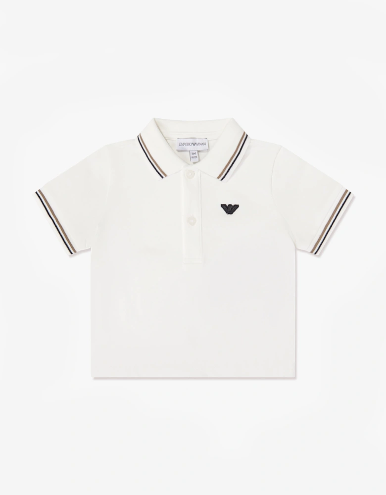 Emporio Armani Baby Boys Logo Polo Shirt in Ivory