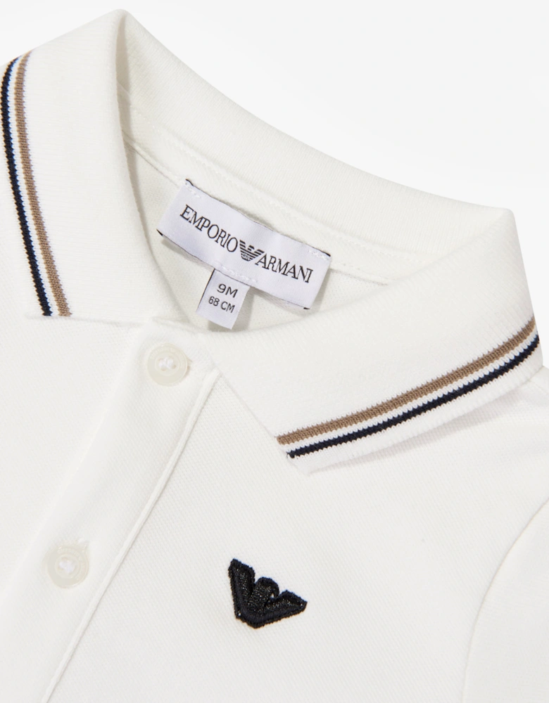 Emporio Armani Baby Boys Logo Polo Shirt in Ivory