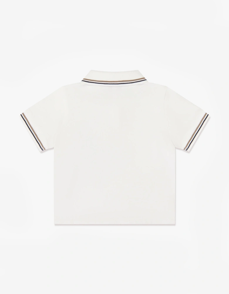 Emporio Armani Baby Boys Logo Polo Shirt in Ivory
