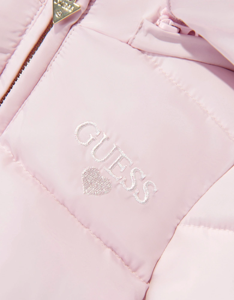 Guess Baby Girls Hooded Puffer Jacket in Pink