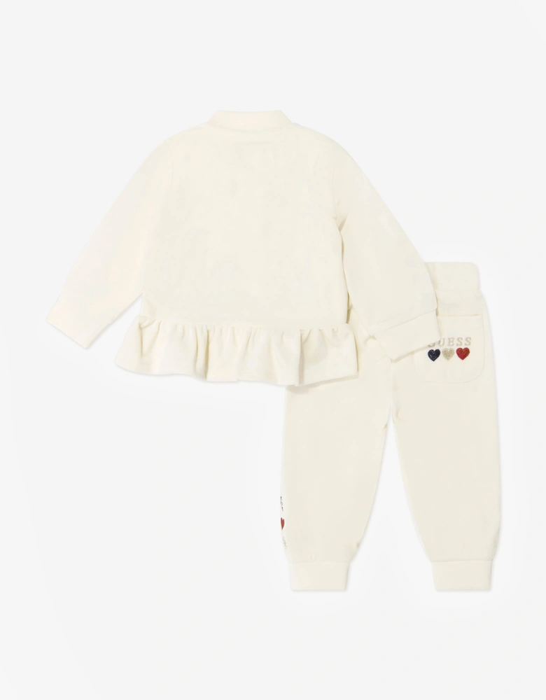 Guess Baby Girls Heart Logo Tracksuit in Ivory