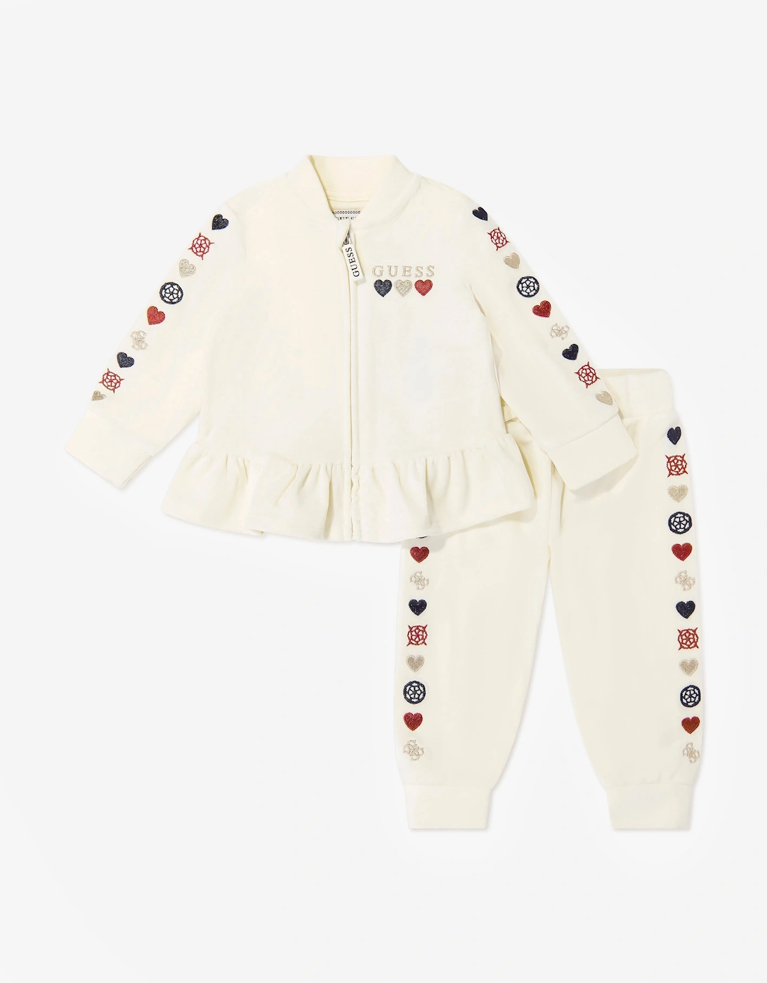 Guess Baby Girls Heart Logo Tracksuit in Ivory