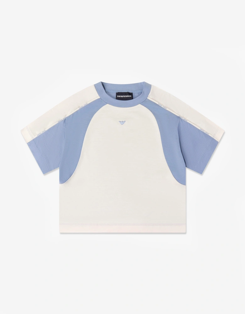 Emporio Armani Boys Colourblock Logo T-Shirt in Blue